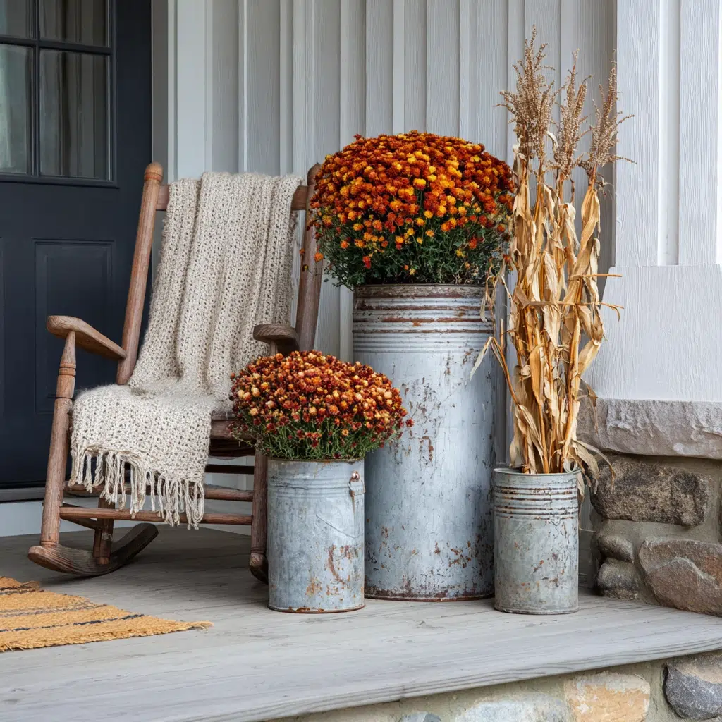 Cozy, Cute & Rustic Fall Planters for the Front Porch: Vintage Milk Cans for Whimsical Appeal