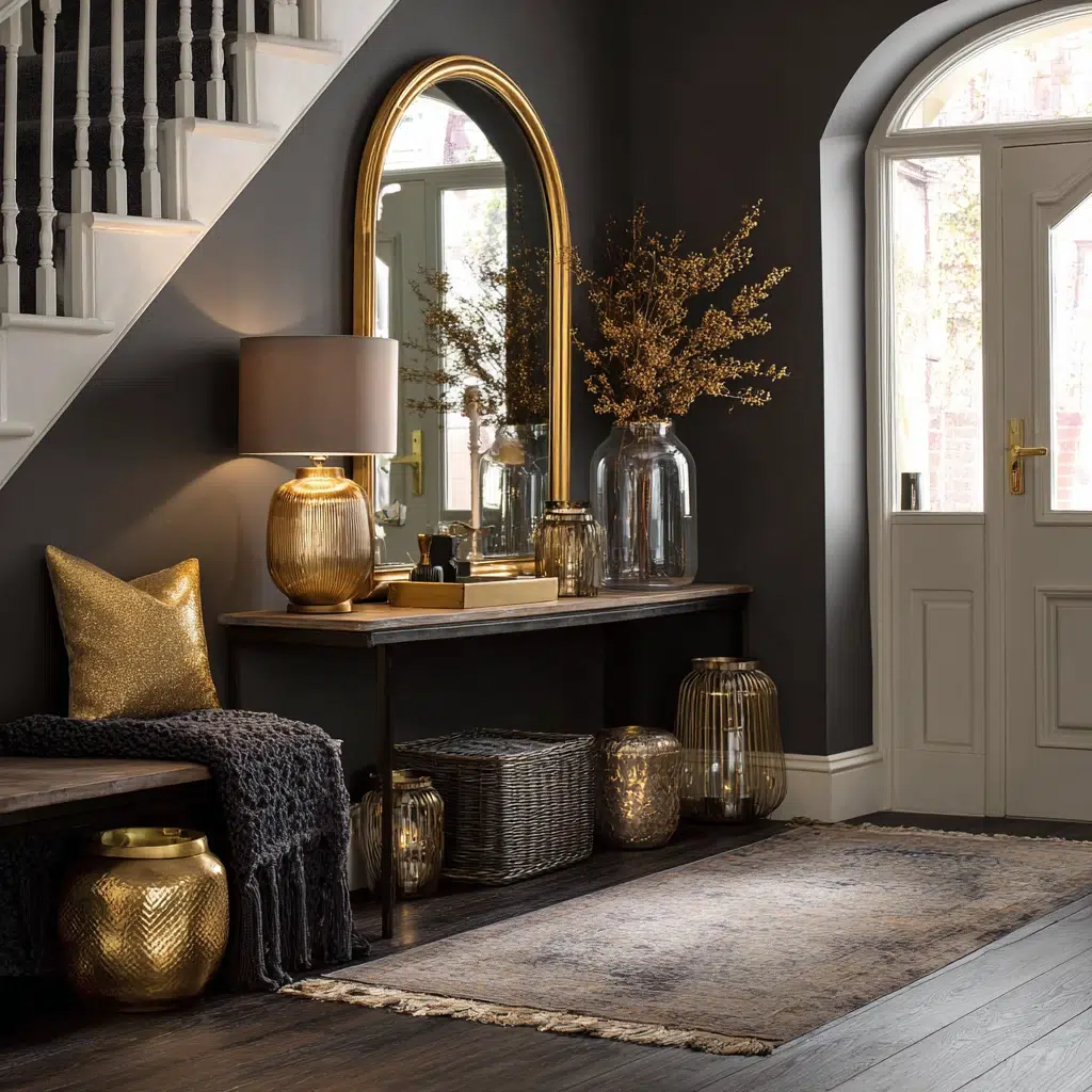 Inspiring Dark Hallway Ideas: Incorporate Light-Reflecting Accessories