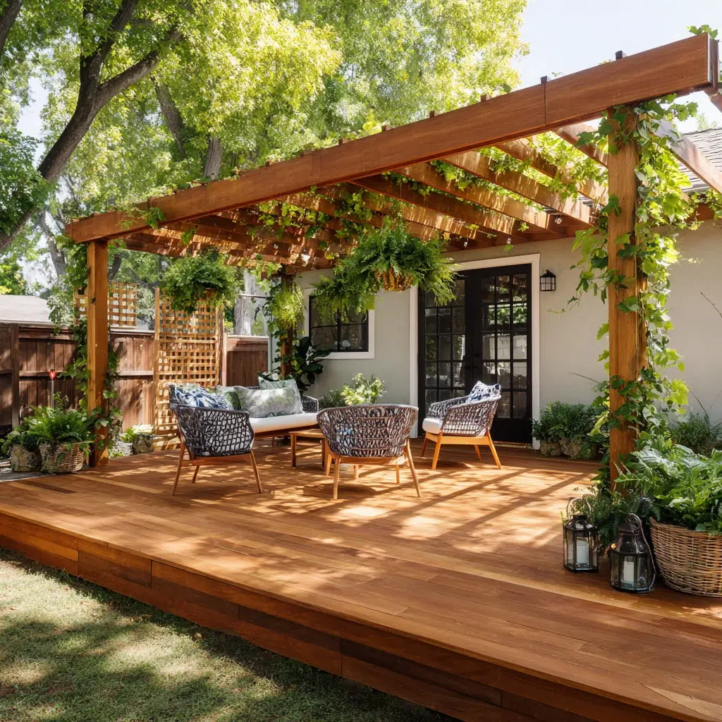 Ground Level Deck Ideas To Transform Your Backyard: The Deck with a Pergola