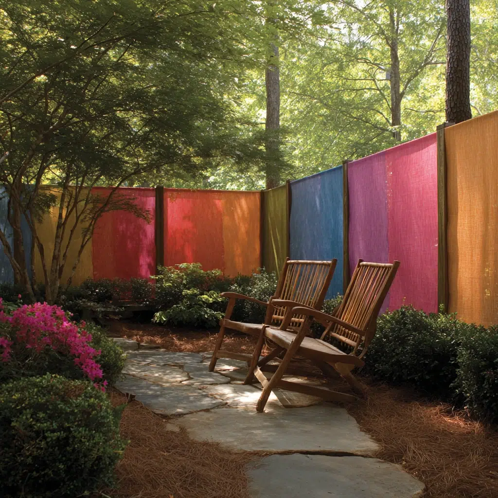Inexpensive Privacy Fence Ideas for A Safe Backyard: Fabric Screens: Quick and Colorful
