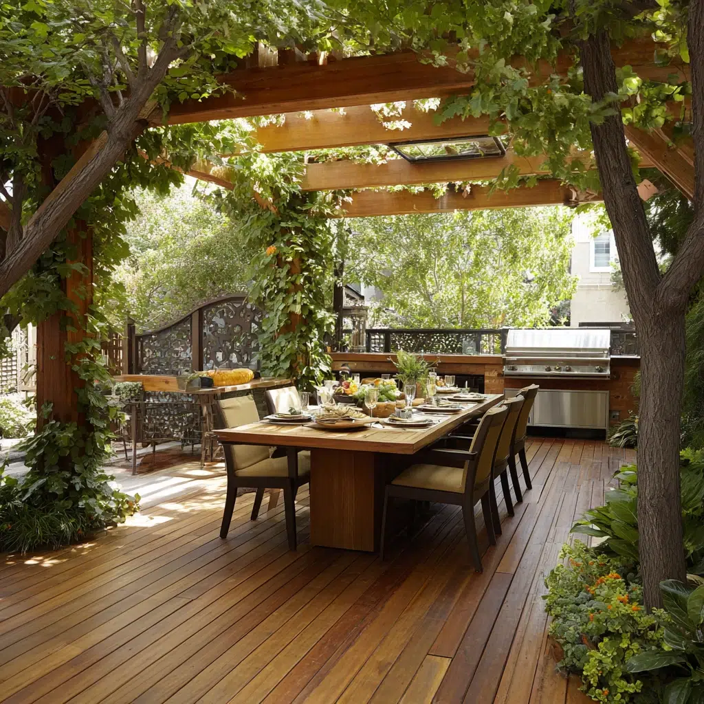 Ground Level Deck Ideas To Transform Your Backyard: The Dining Al Fresco Deck
