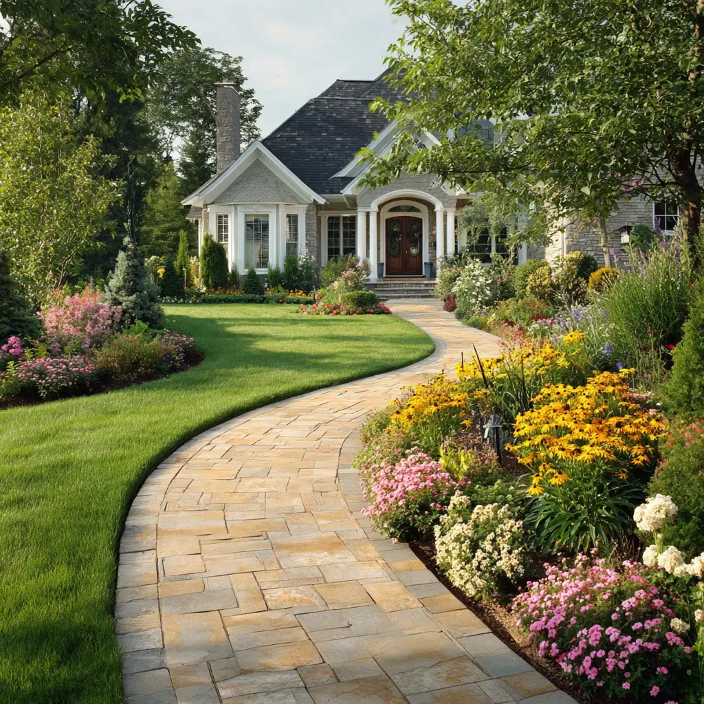 Inspiring Front Walkway Ideas: The Curved Walkway