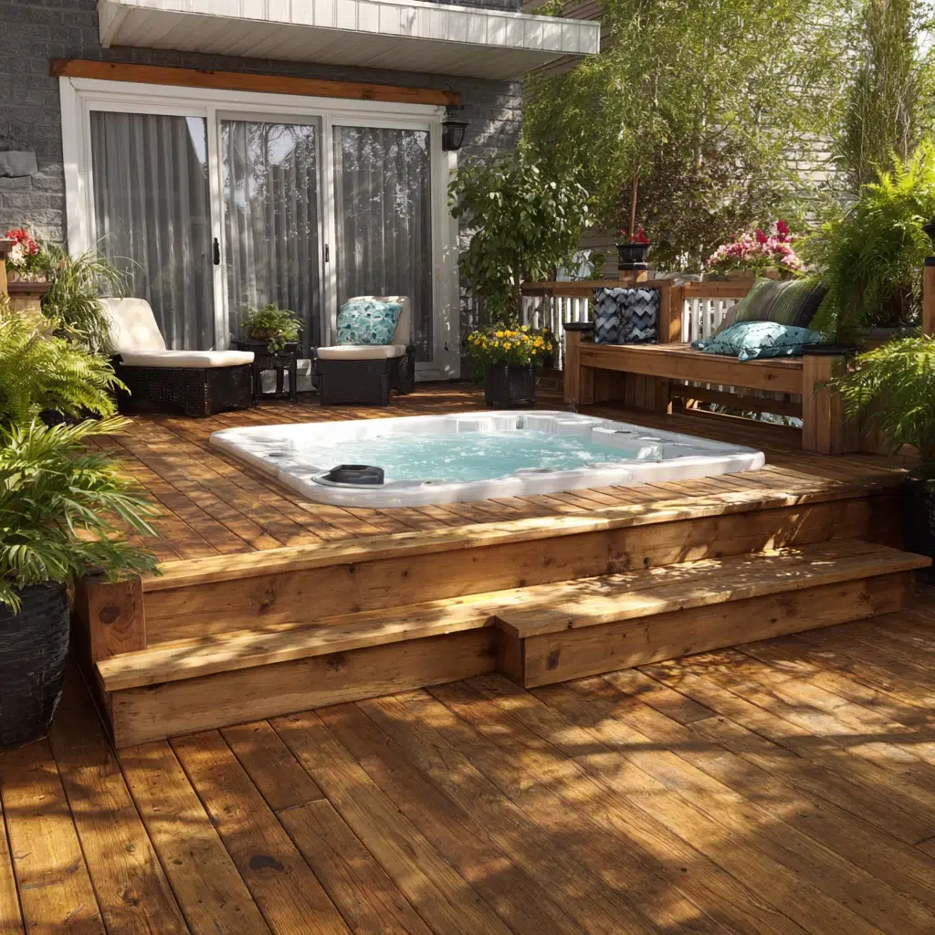 Ground Level Deck Ideas To Transform Your Backyard: The Hot Tub Haven Deck