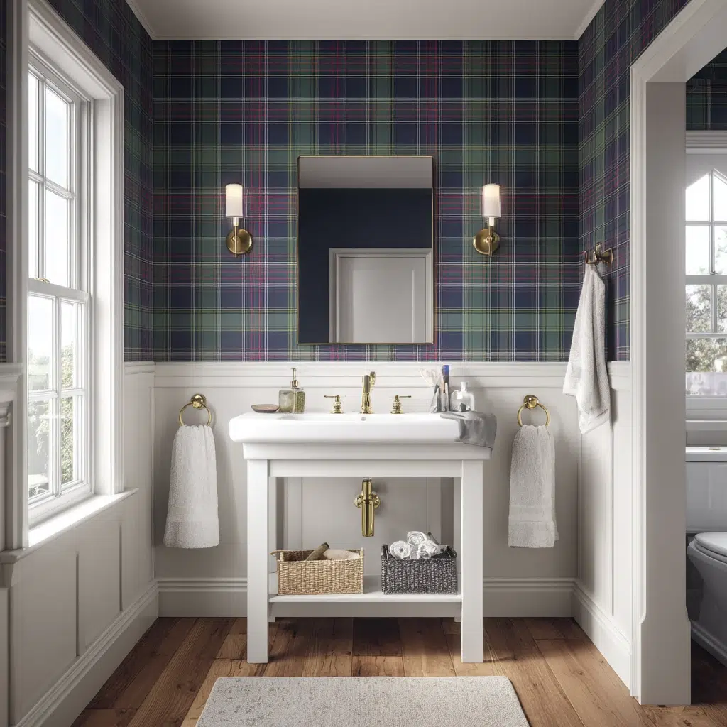 Stunning Scottish Bathroom Ideas: Tartan Accent Wall Magic