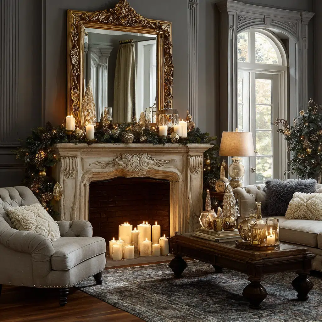 Christmas Mantel Decor Ideas: Create Depth with a Mirror Behind Your Display