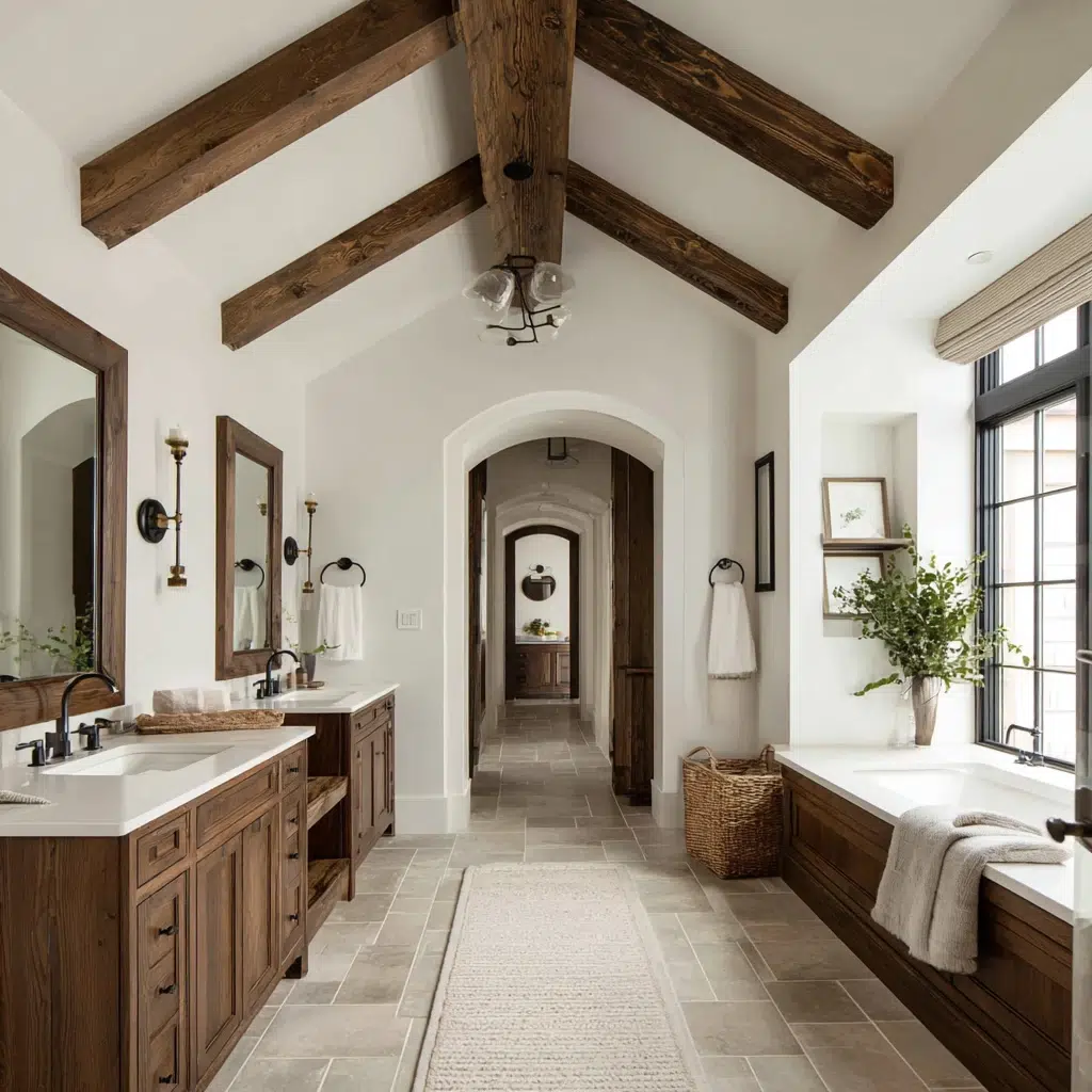 Stunning Scottish Bathroom Ideas: Exposed Beam Ceiling Details