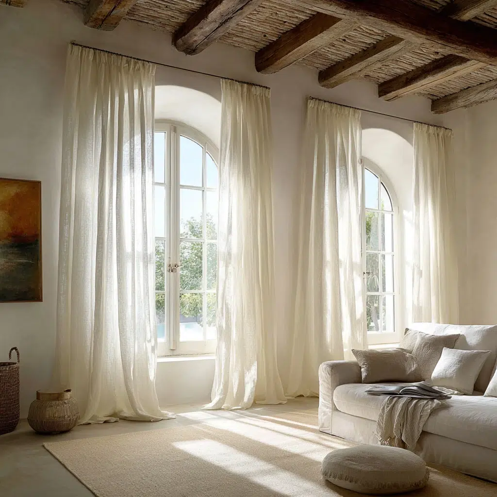 Italian Home Decor Ideas: Linen Curtains Filter Light Like Italian Shutters