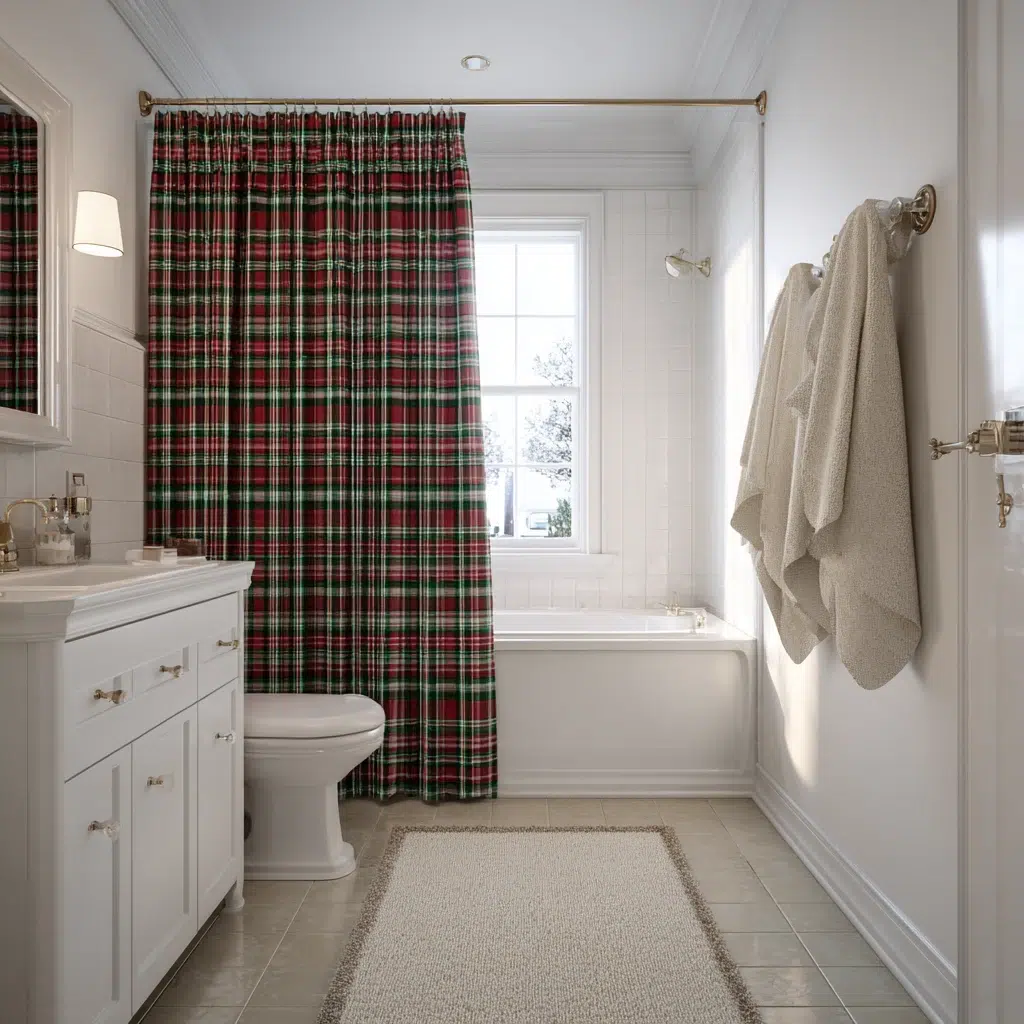 Stunning Scottish Bathroom Ideas: Plaid Shower Curtain Statement