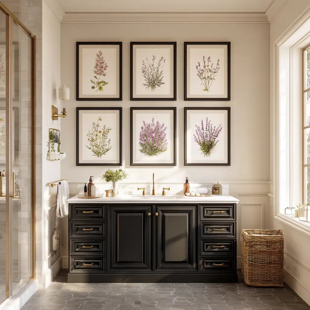 Stunning Scottish Bathroom Ideas: Heather and Lavender Botanical Prints