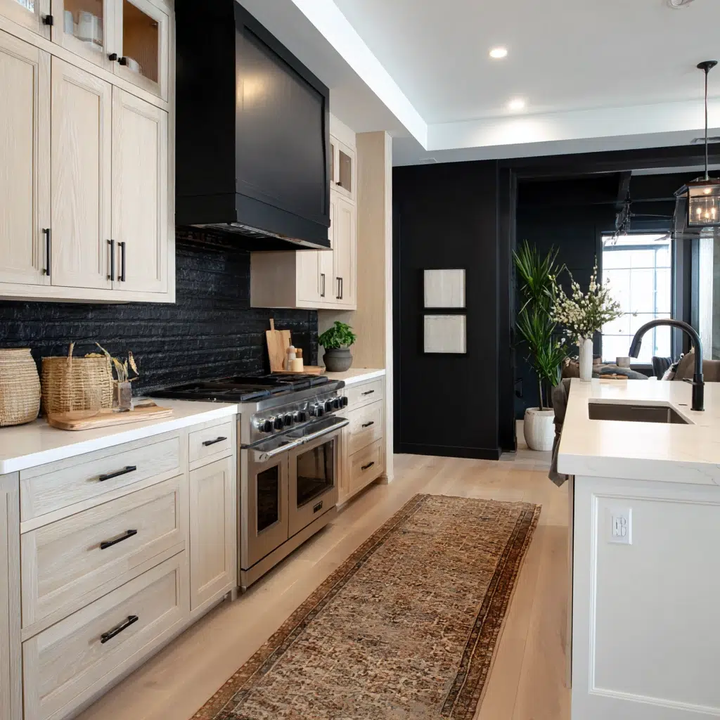 Chic Black Accent Wall Ideas: Kitchen Contrast