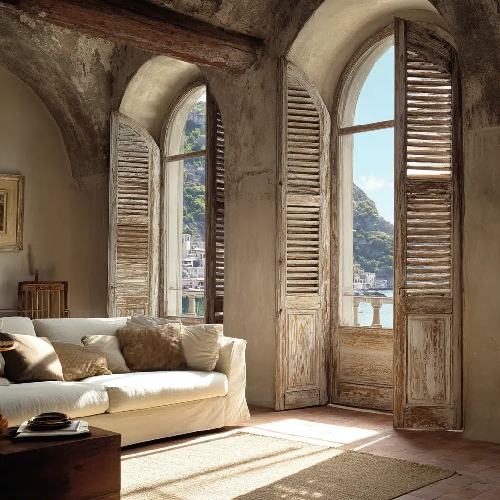 Italian Home Decor Ideas: Aged Wood Shutters Frame Windows Perfectly