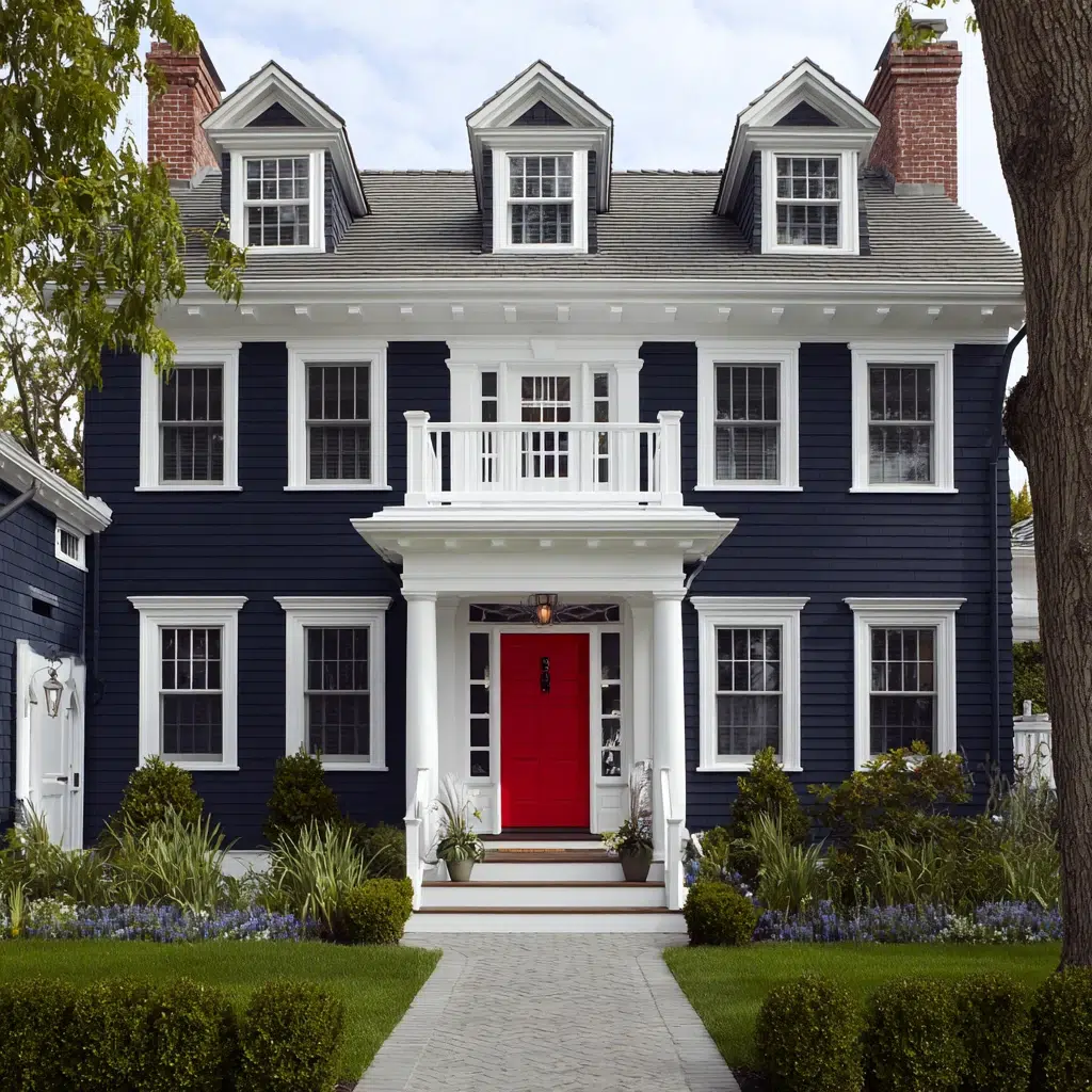 Exterior House Color Schemes: Nautical Navy and White