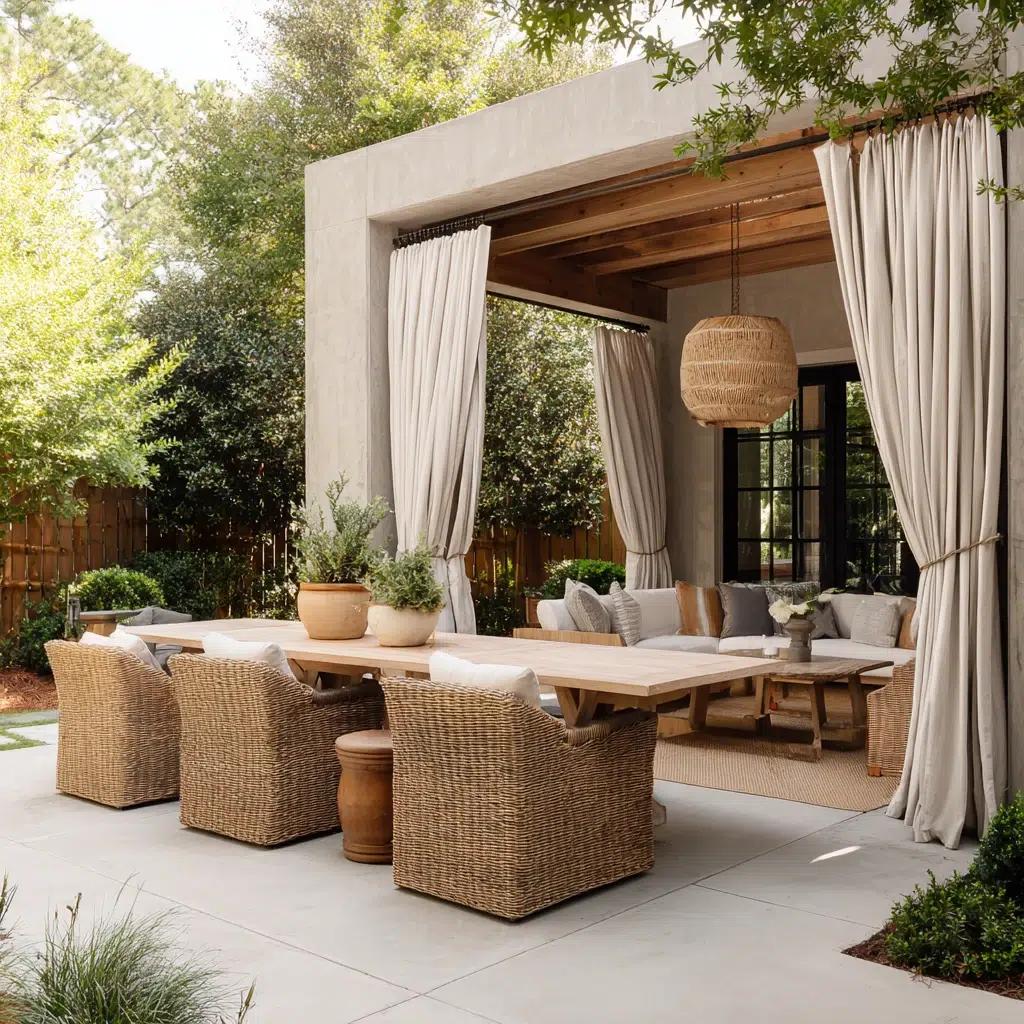 Concrete Patio Ideas: Outdoor Curtains: Softness and Style