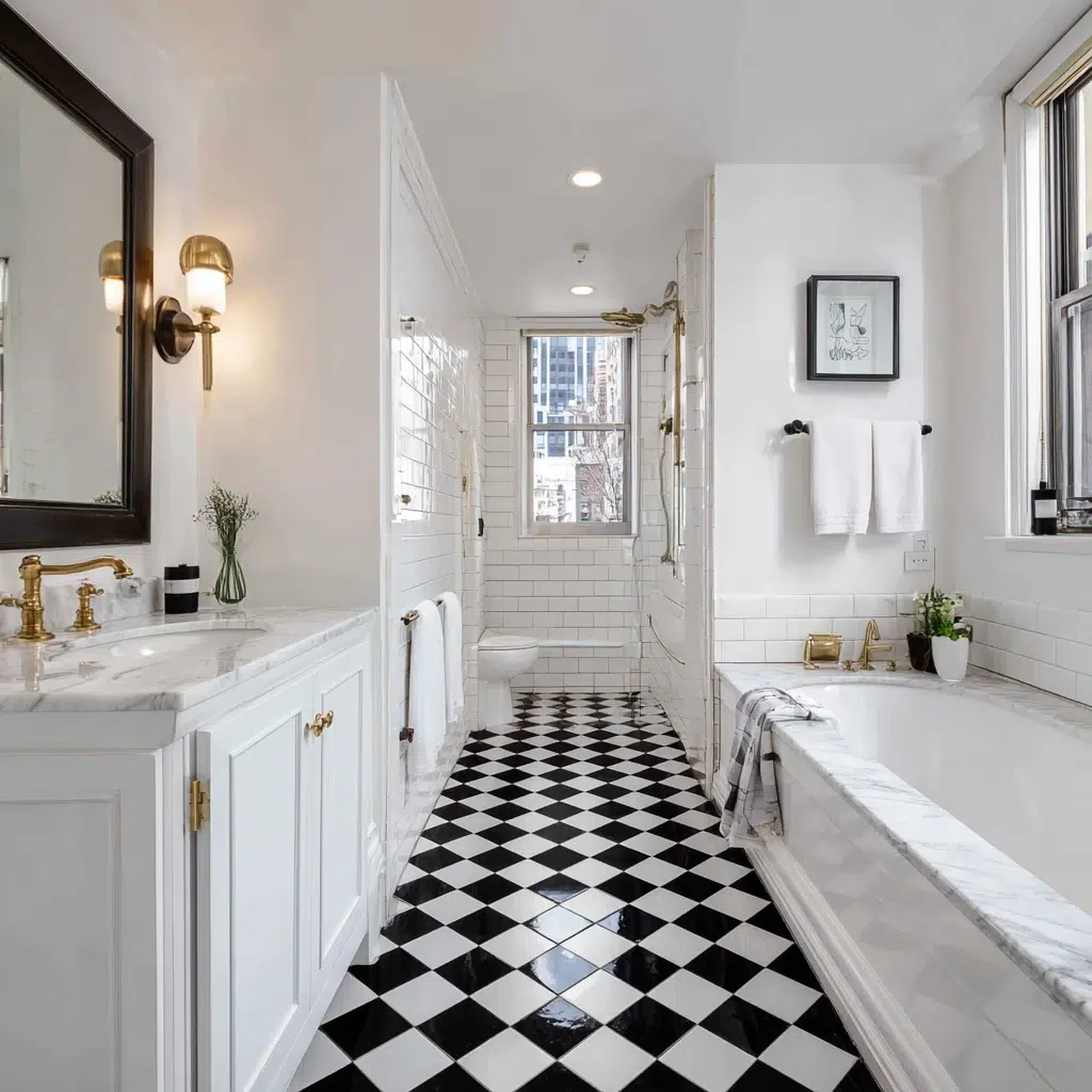 Stunning Scottish Bathroom Ideas: Shepherd's Check Floor Pattern