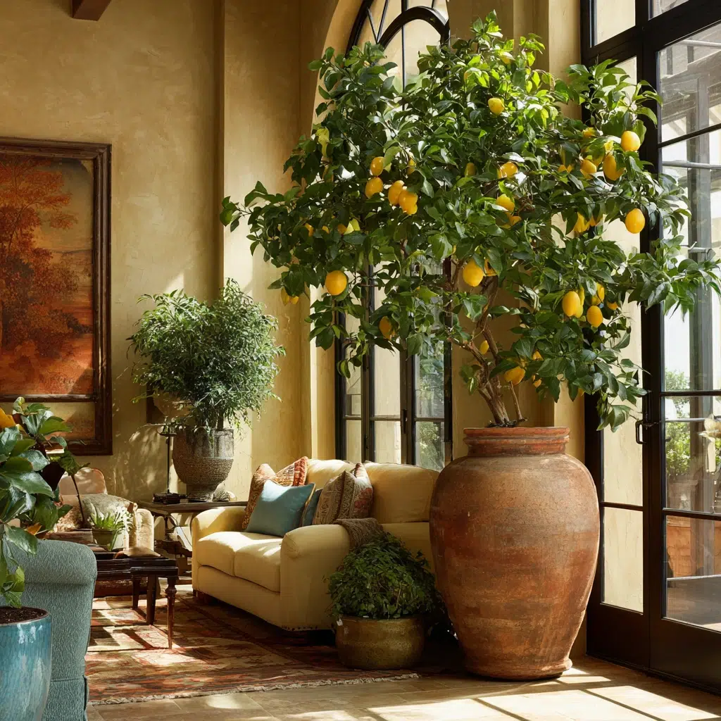 Italian Home Decor Ideas: Citrus Trees in Large Planters Bring the Outdoors In