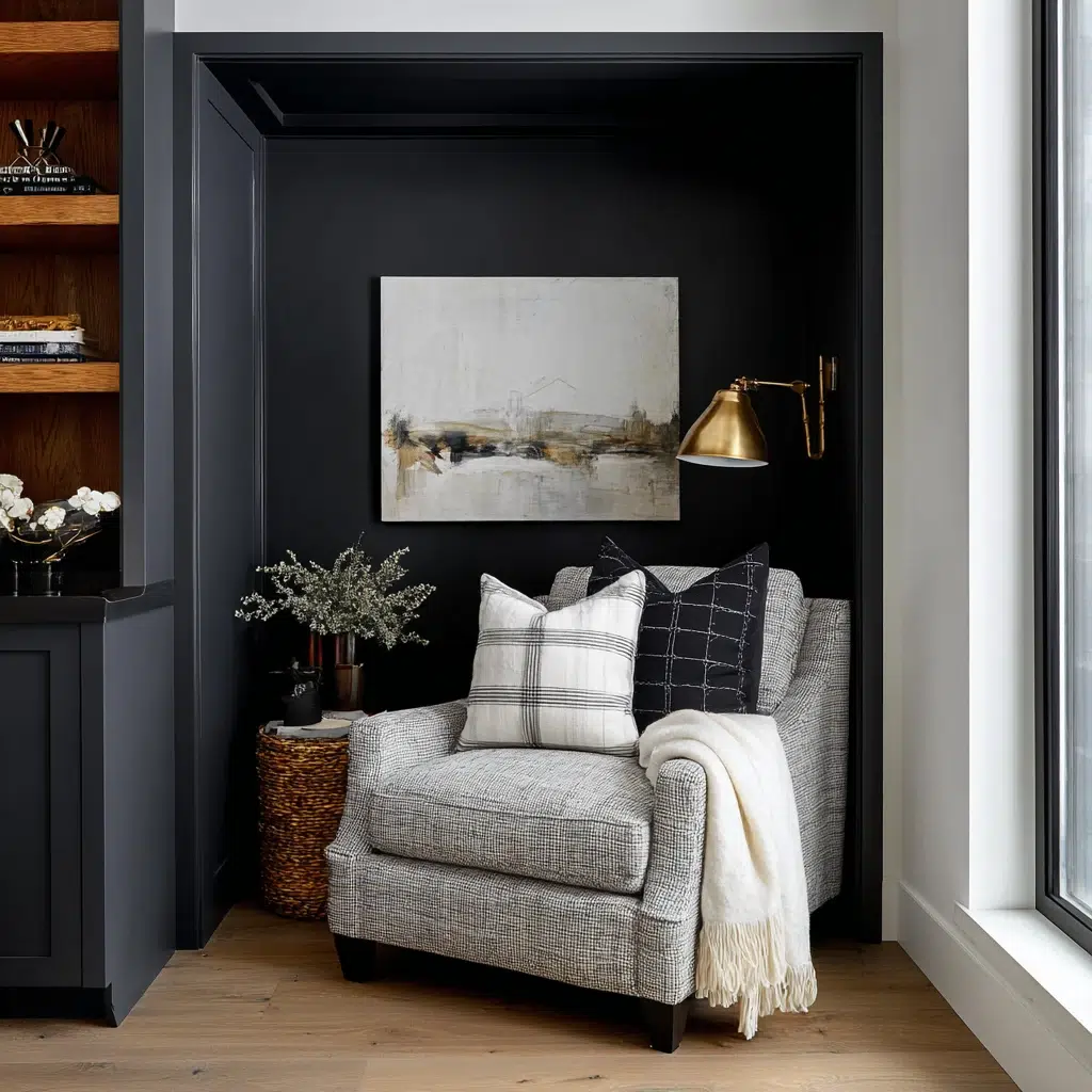 Chic Black Accent Wall Ideas: Nook Noir