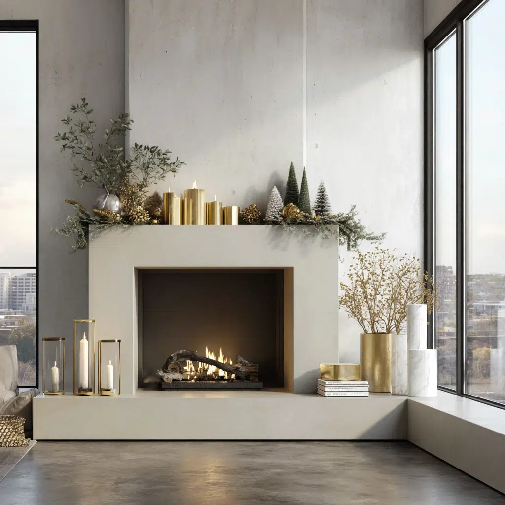 Christmas Mantel Decor Ideas: Create an Asymmetrical Arrangement for Modern Elegance