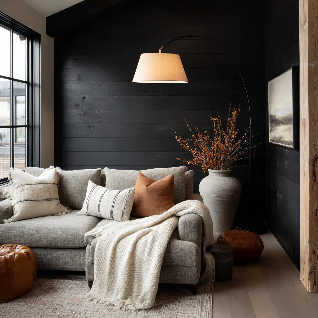 Chic Black Accent Wall Ideas: Textured Touch