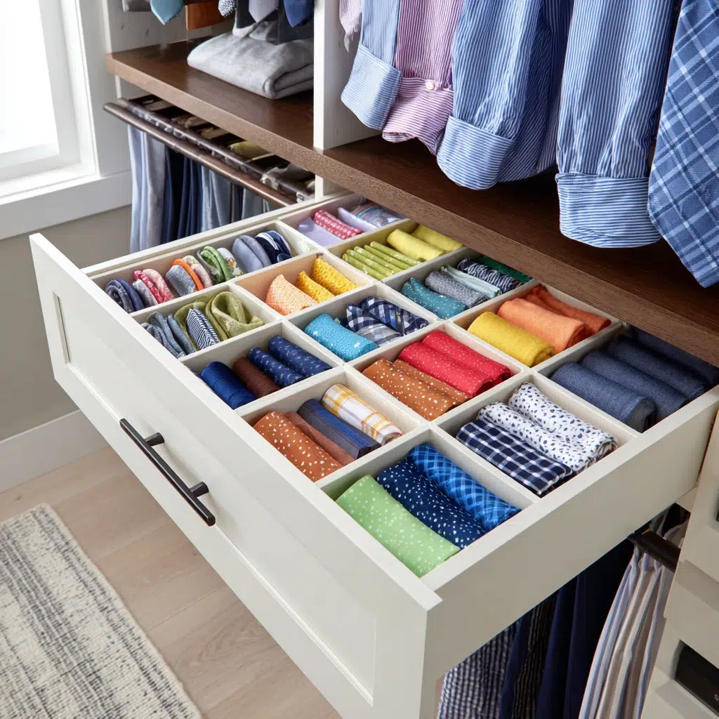 Closet Design Ideas: Utilize Drawer Dividers for Small Items