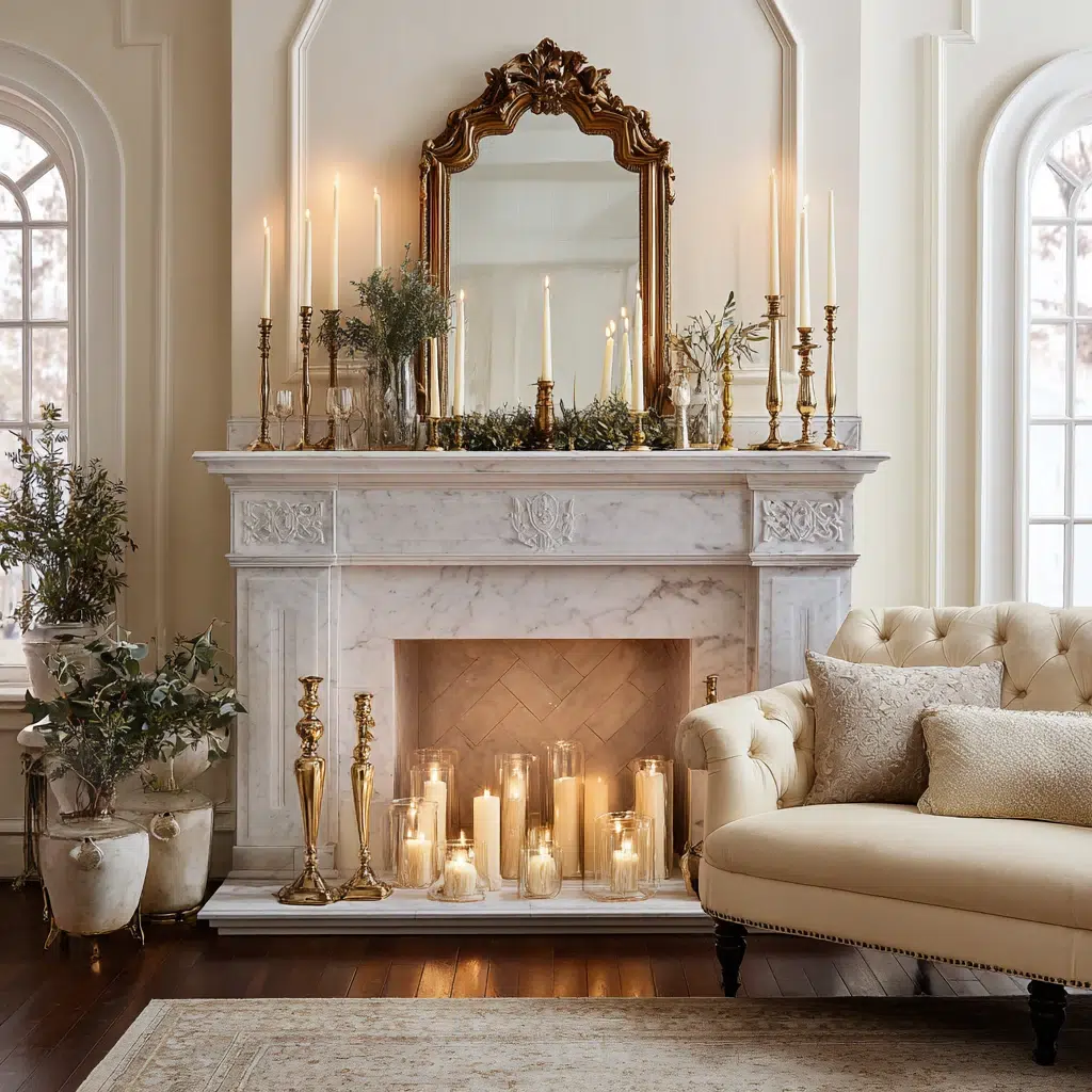 Christmas Mantel Decor Ideas: Build a Symmetrical Candlescape with Varying Heights