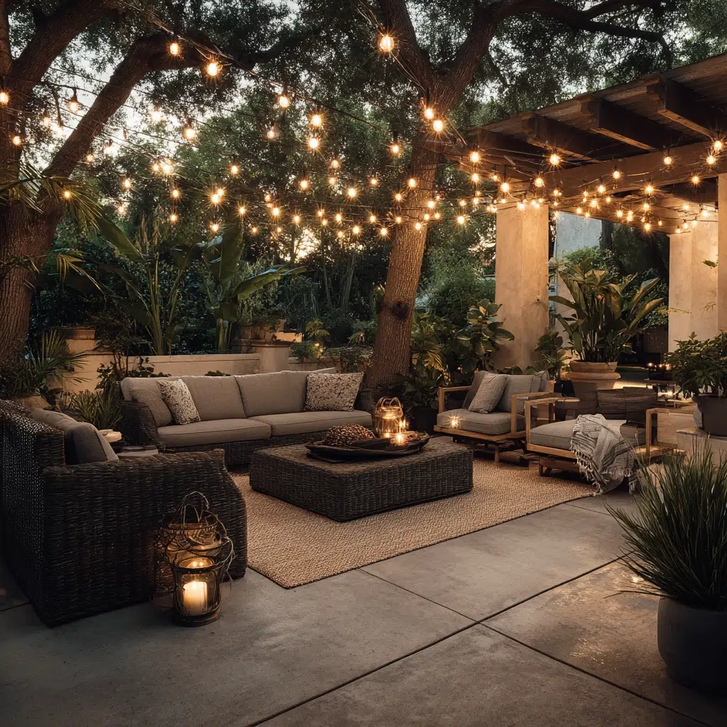 Concrete Patio Ideas: String Lights: Twinkle, Twinkle, Little Patio