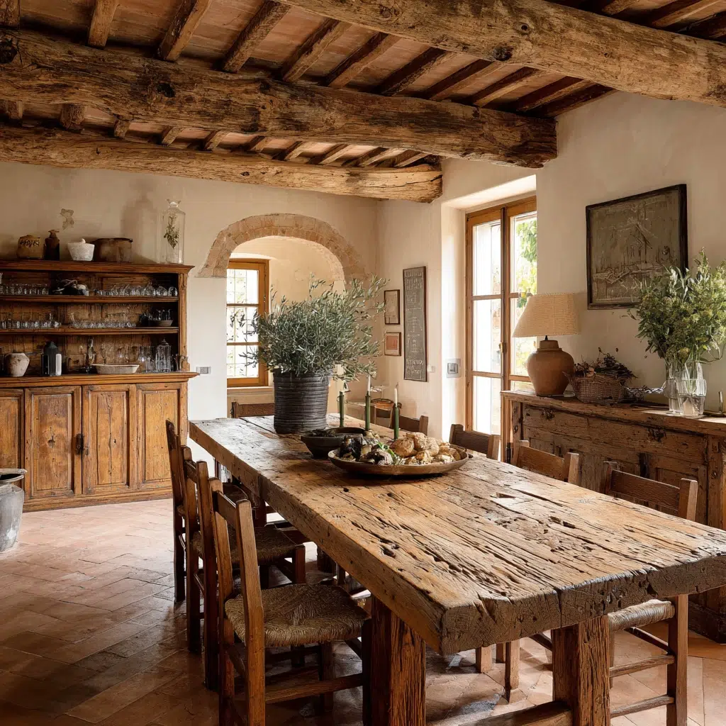 Italian Home Decor Ideas: Rustic Wood Furniture Anchors Your Space