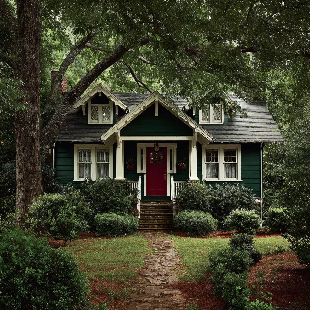 Exterior House Color Schemes: Forest Green Retreat