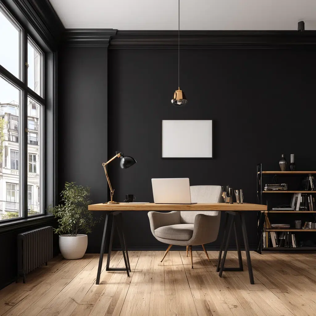 Chic Black Accent Wall Ideas: Office Edge