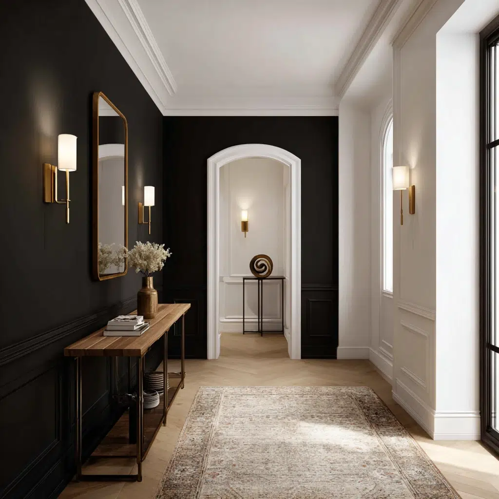 Chic Black Accent Wall Ideas: Hallway Highlight