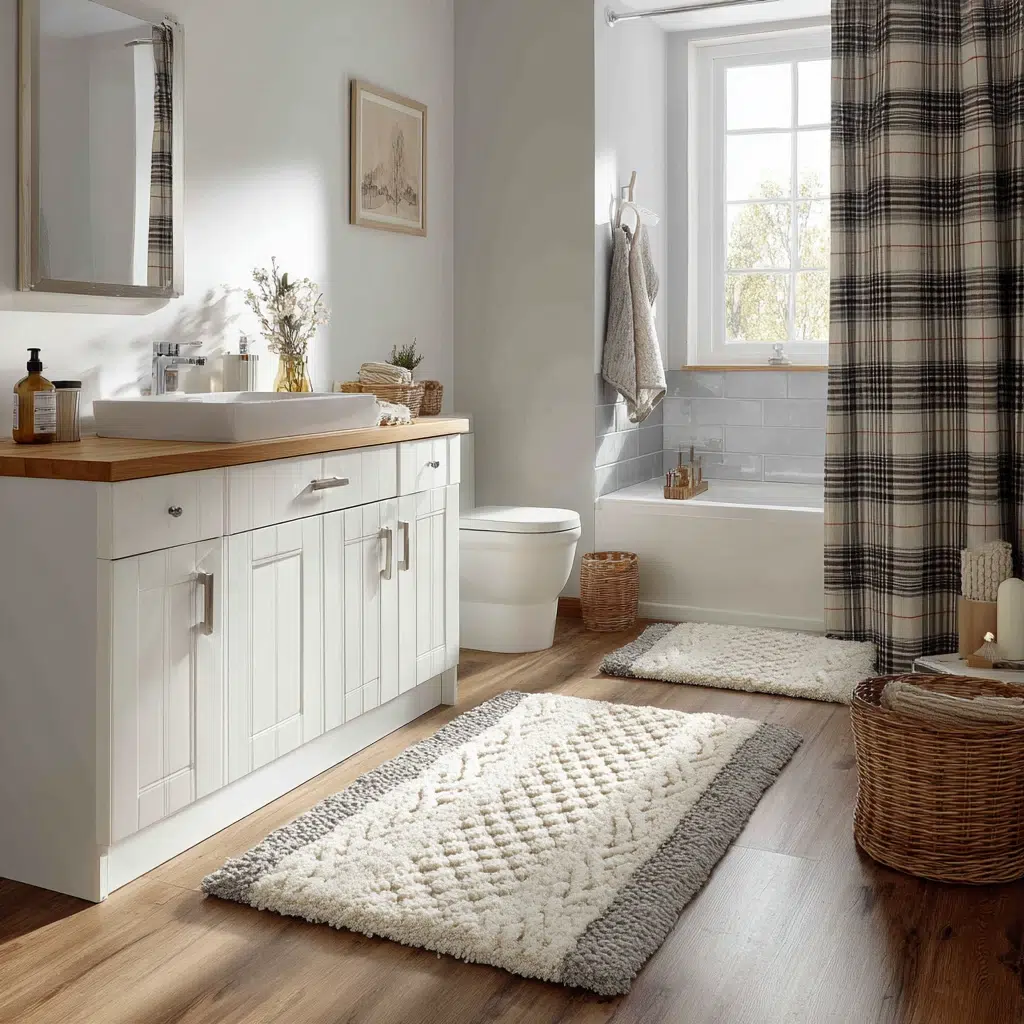 Stunning Scottish Bathroom Ideas: Wool Texture Bath Rugs