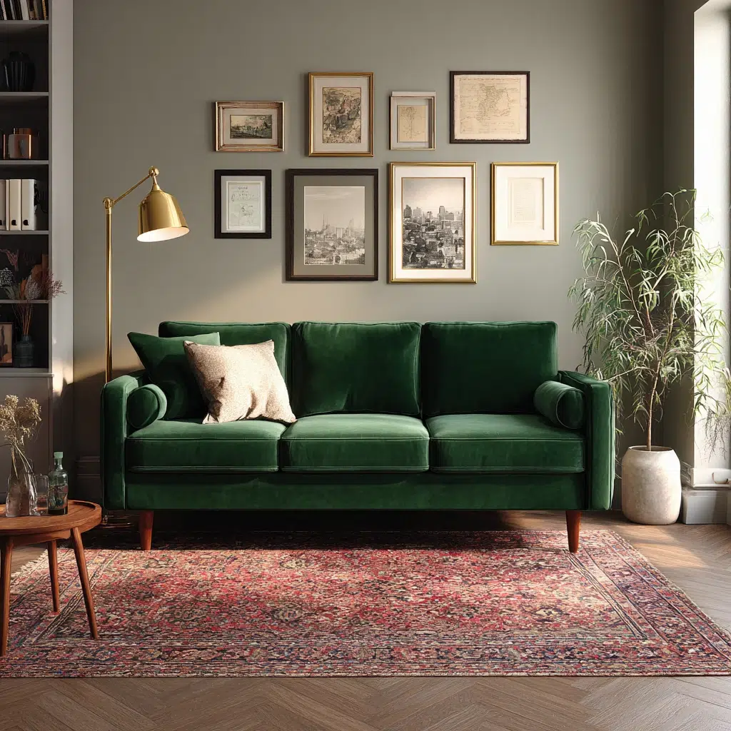 Timeless Vintage Apartment Ideas: Start With a Velvet Sofa in Jewel Tones