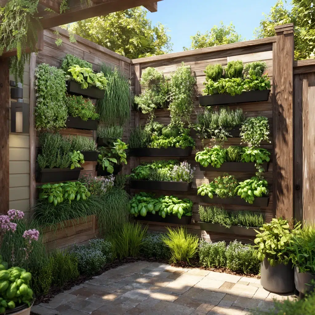 Corner Garden Ideas: Vertical Herb Garden Wall