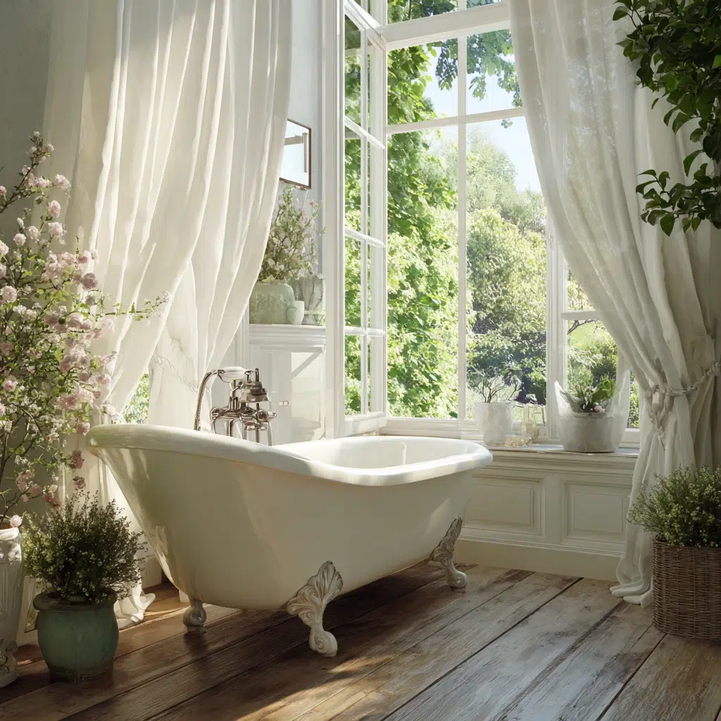 Aesthetic Italian Bathroom Ideas: Clawfoot Tub Positioned Near a Window