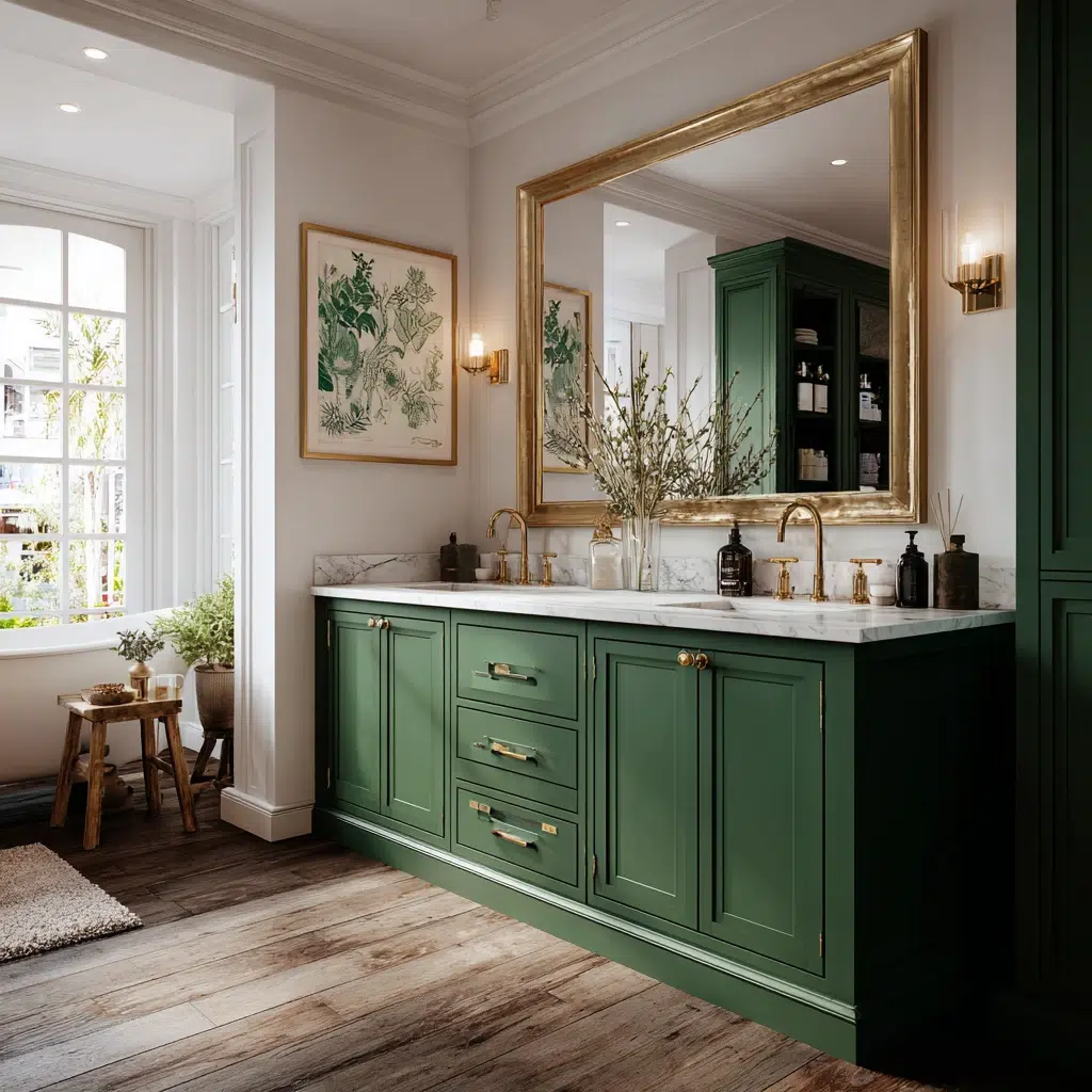 Aesthetic Irish Bathroom Ideas: Forest Green Cabinetry