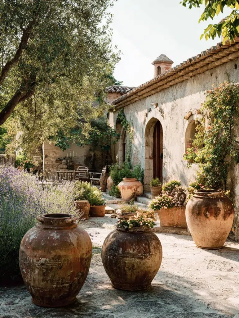 Italian Garden Ideas: Olive Jars as Statement Pieces