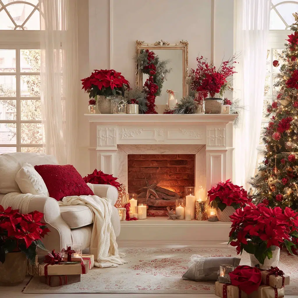 Timeless Traditional Christmas Decor Ideas: Poinsettias Throughout Your Home
