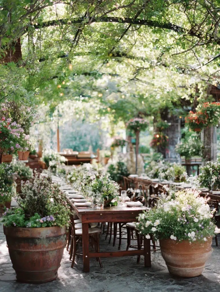 Gorgeous Garden Party Ideas: Potted Plants as Living Centerpieces