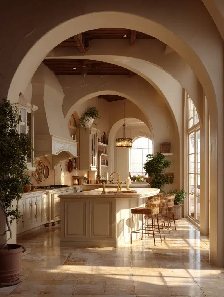 Aesthetic Italian Kitchen Ideas: Arched Doorways and Windows