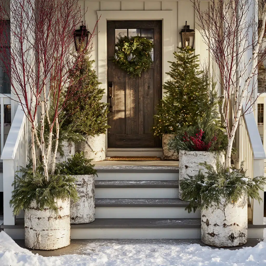 Stunning Outdoor Christmas Decor Ideas: Decorated Plant Containers