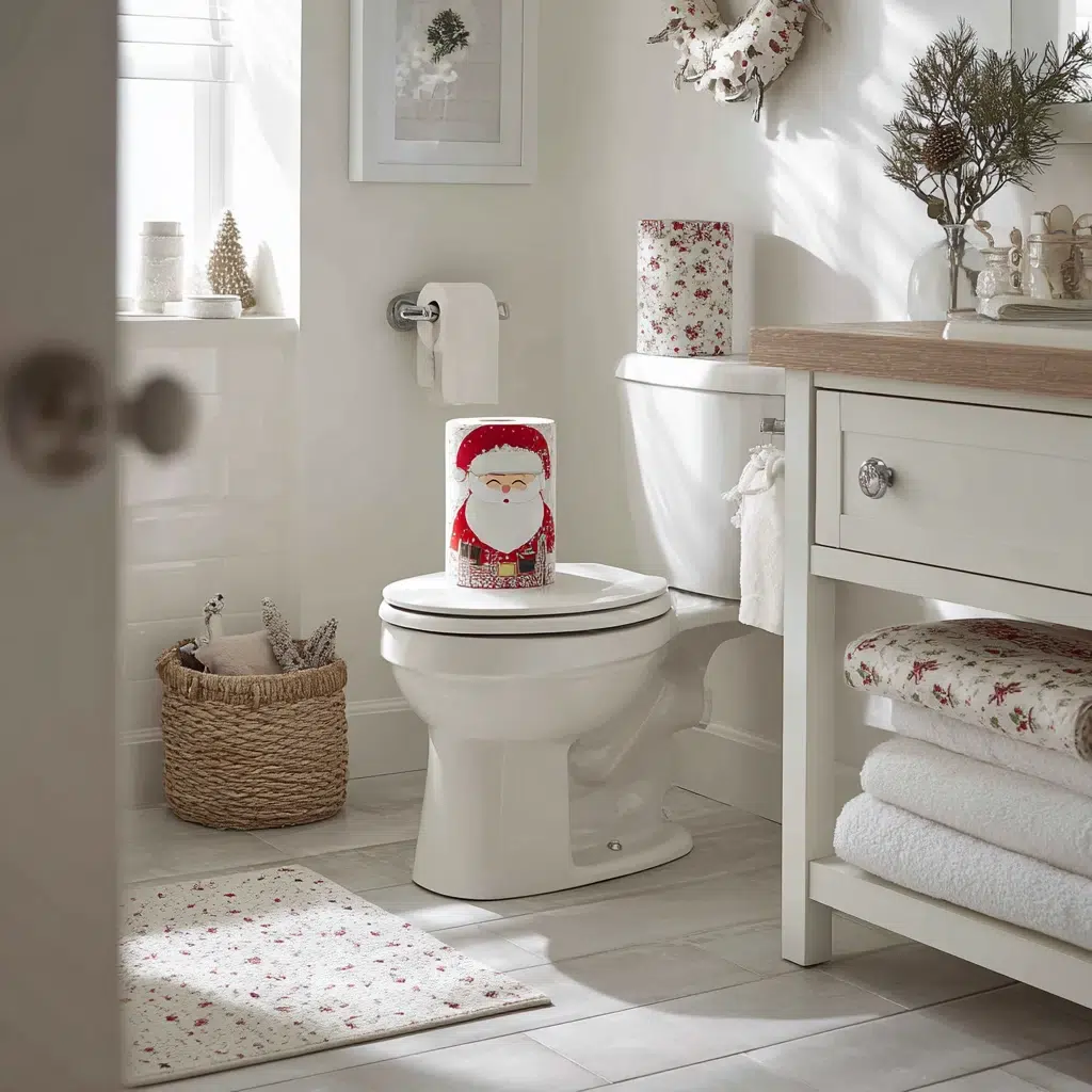 Charming Christmas Bathroom Decor Ideas: Festive Toilet Paper Holder Cover