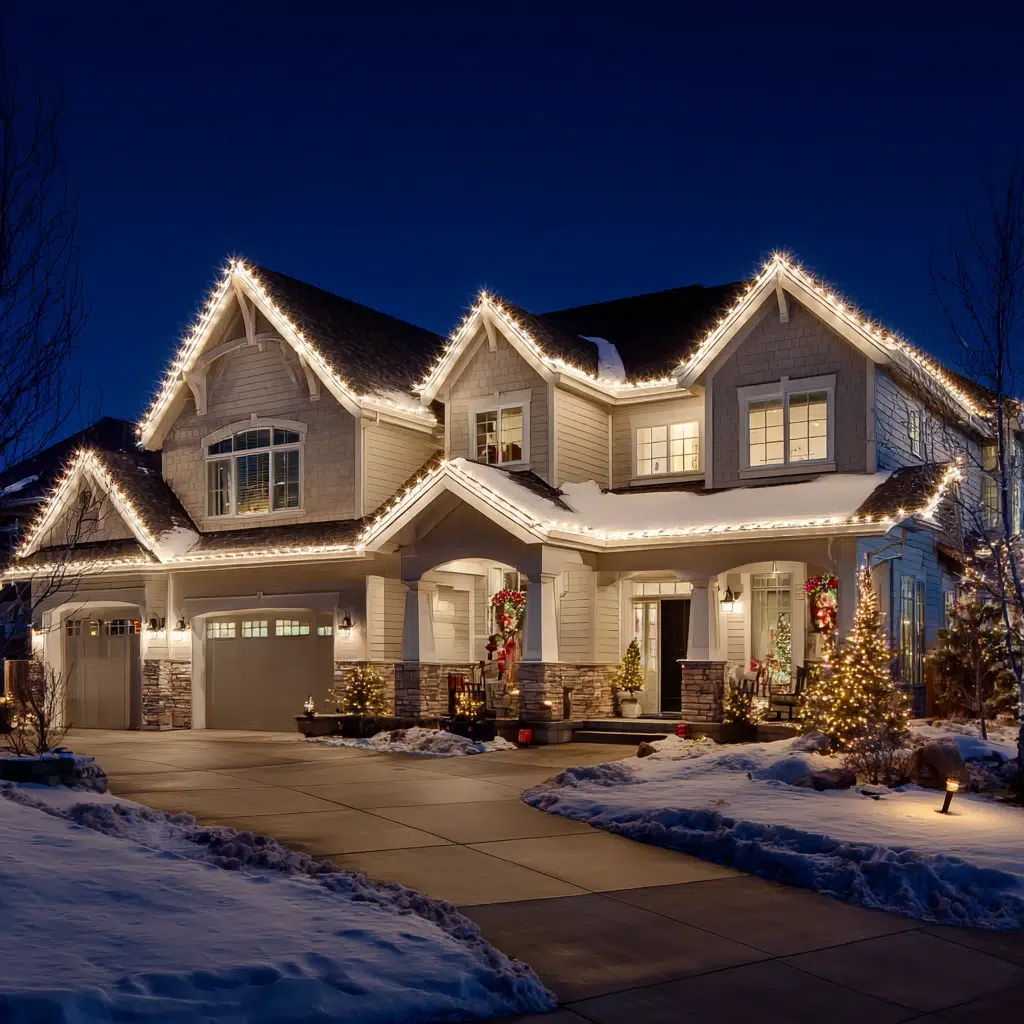 Stunning Outdoor Christmas Decor Ideas: Roof Line Lighting
