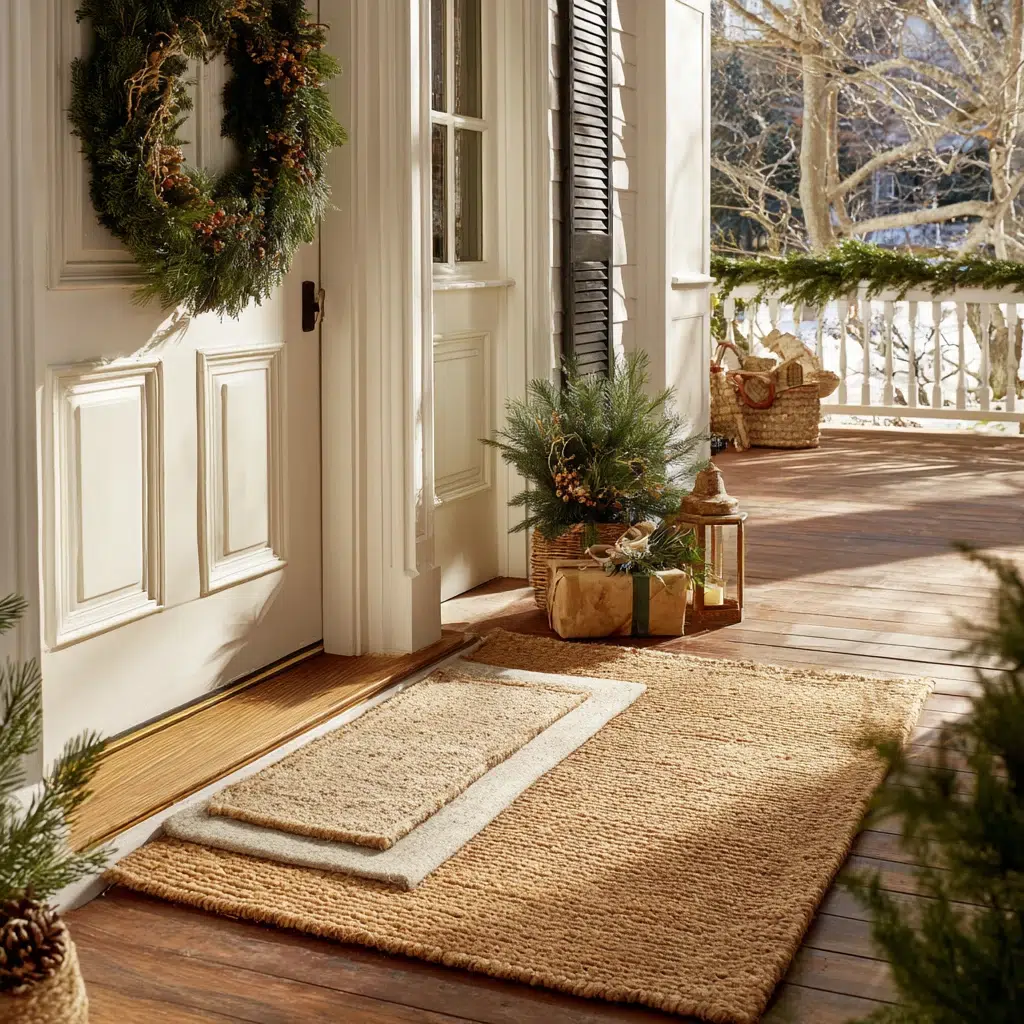 Stunning Outdoor Christmas Decor Ideas: Festive Door Mat Layers