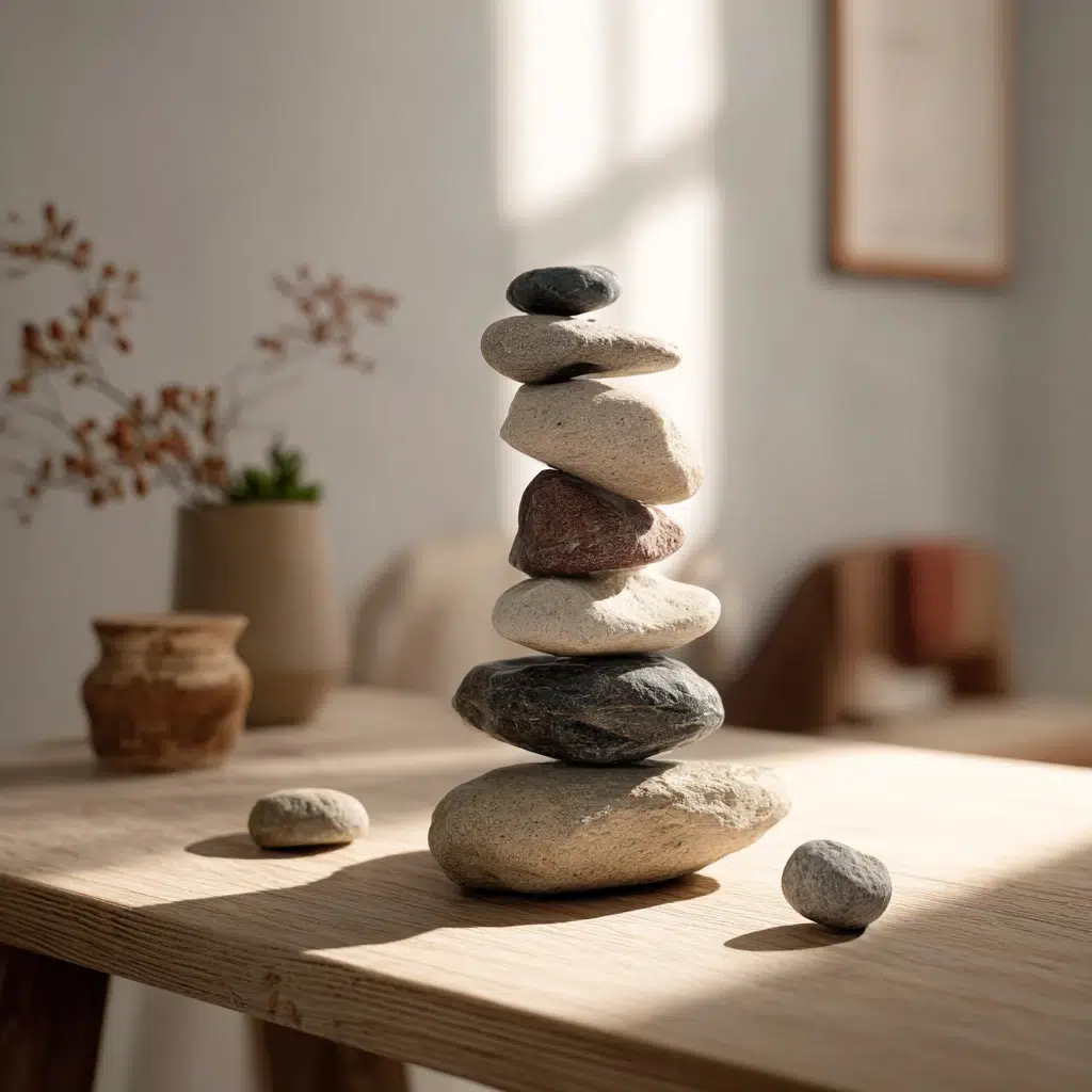 Small Zen Garden Ideas: Tabletop Rock Balancing Sculpture