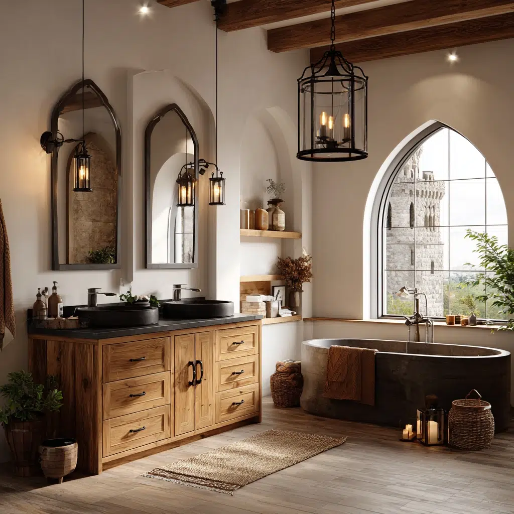 Aesthetic Irish Bathroom Ideas: Wrought Iron Light Fixtures