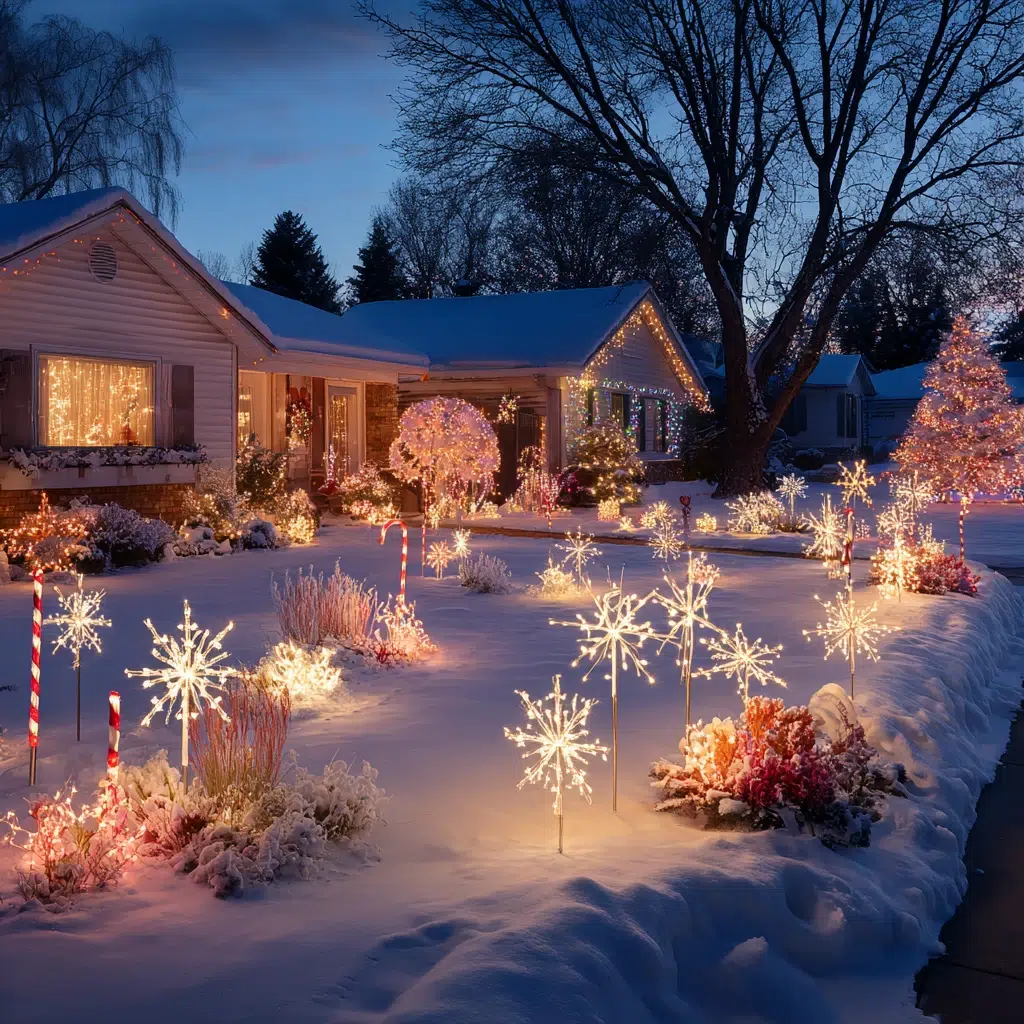Stunning Outdoor Christmas Decor Ideas: Illuminated Yard Stakes