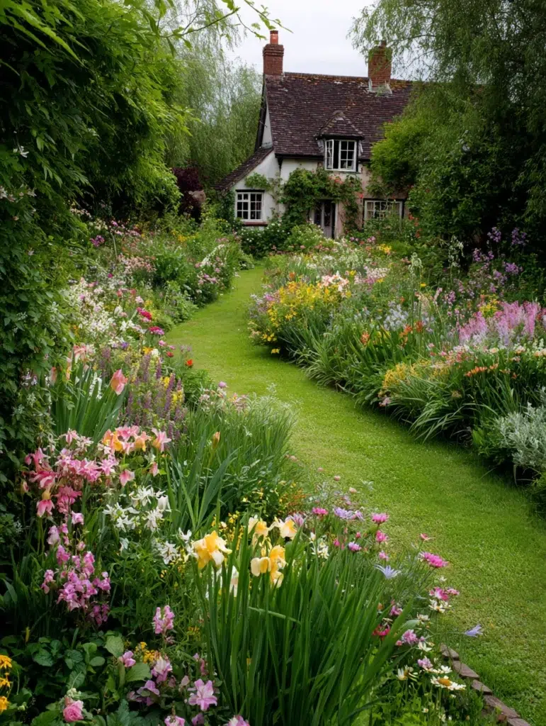 How To Create an English Cottage Garden for Your Flowers: Let Grass Grow Longer in Some Areas
