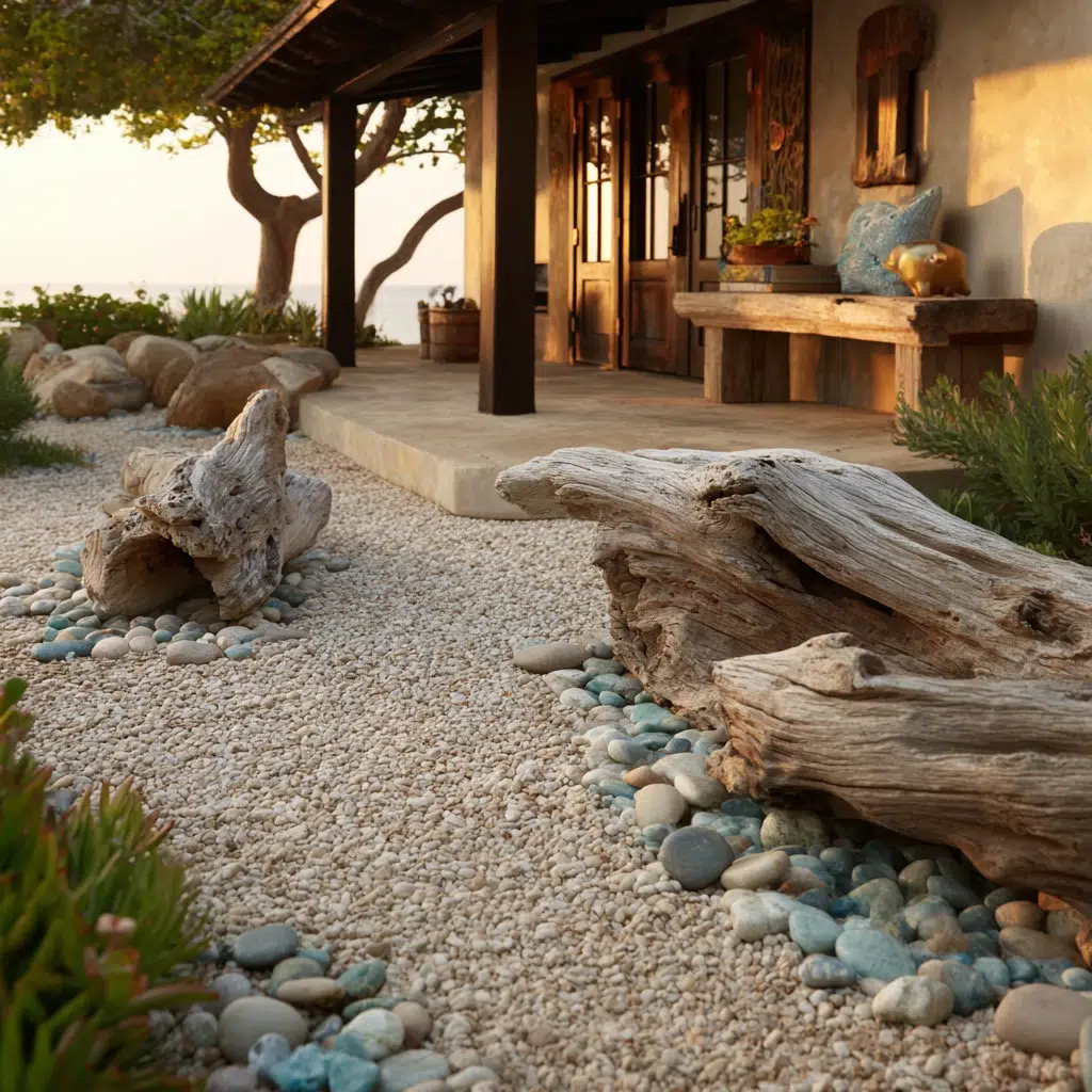 Small Zen Garden Ideas: Small Gravel Beach With Driftwood