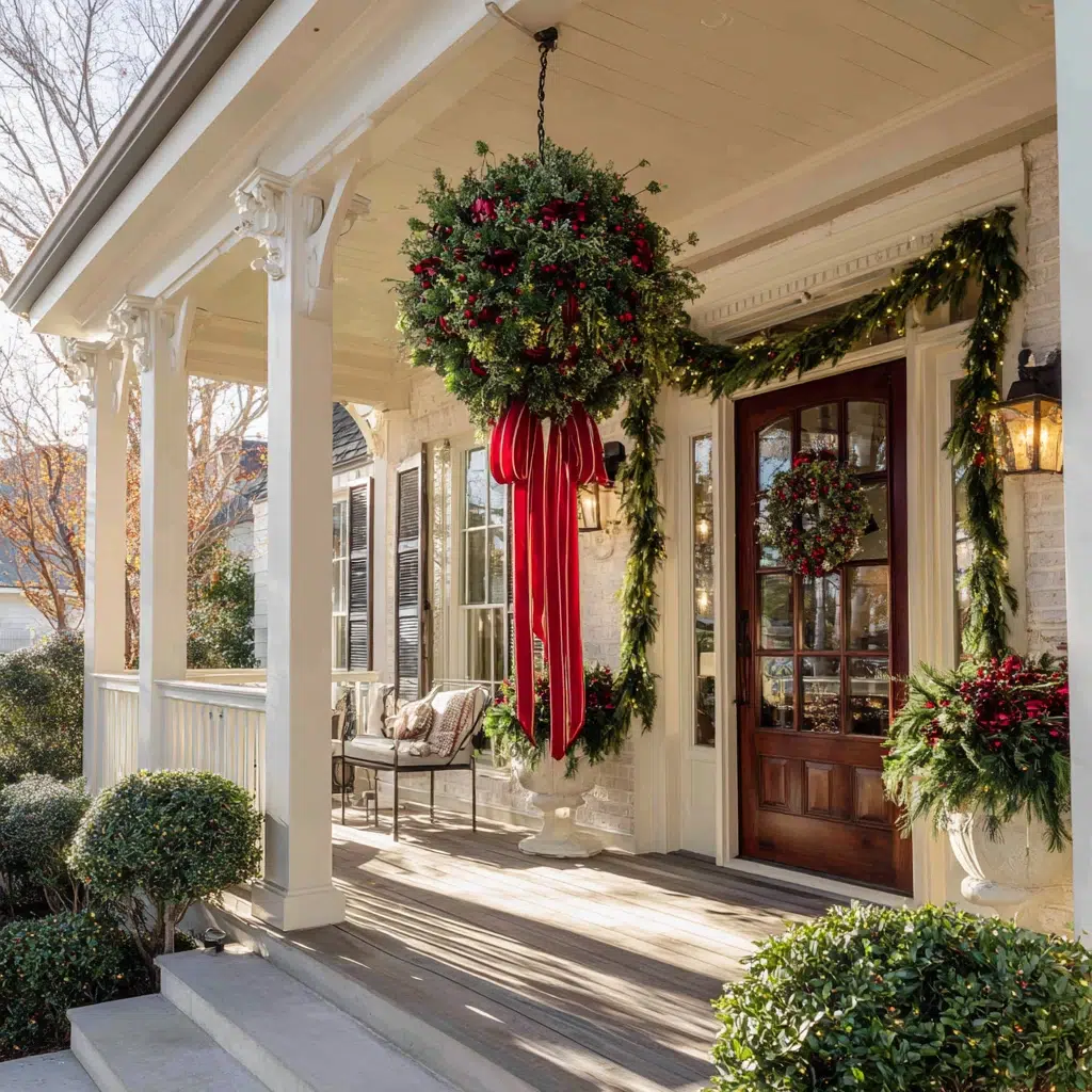 Stunning Outdoor Christmas Decor Ideas: Evergreen Kissing Ball