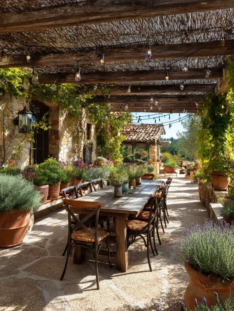 Italian Garden Ideas: Outdoor Dining Under Shade