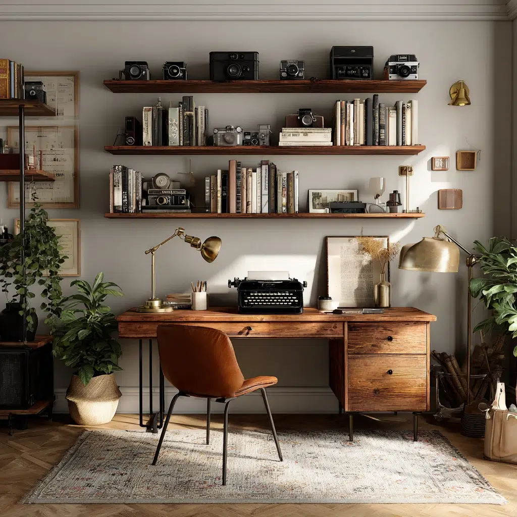 Timeless Vintage Apartment Ideas: Display Vintage Cameras and Typewriters as Art